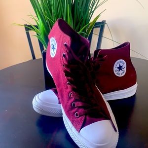 Burgundy Chuck Taylor high tops men  size 9.5